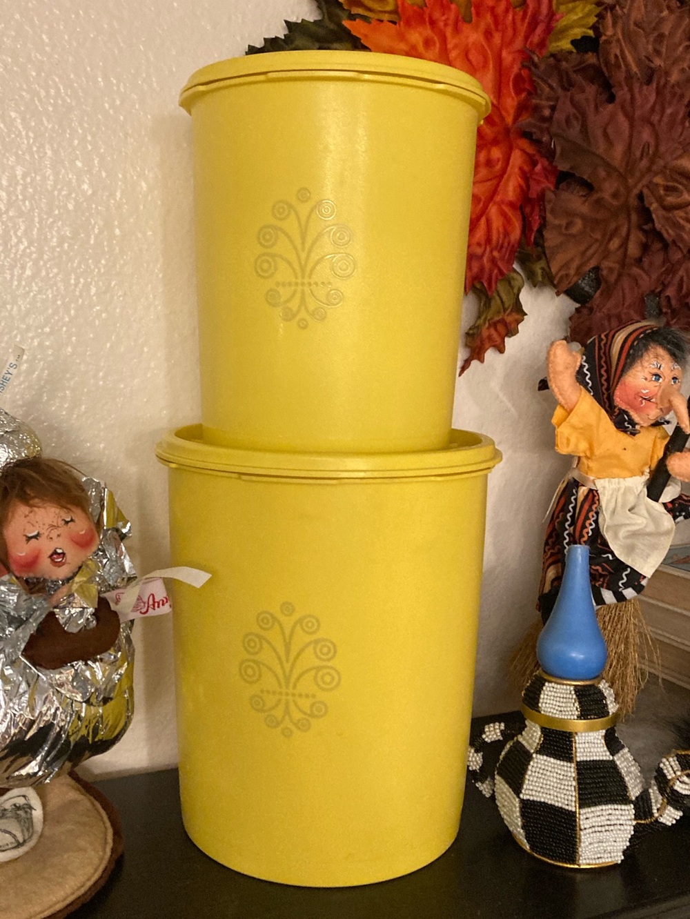 Tupperware Bright Yellow Decorative Storage Canisters - Set of 2